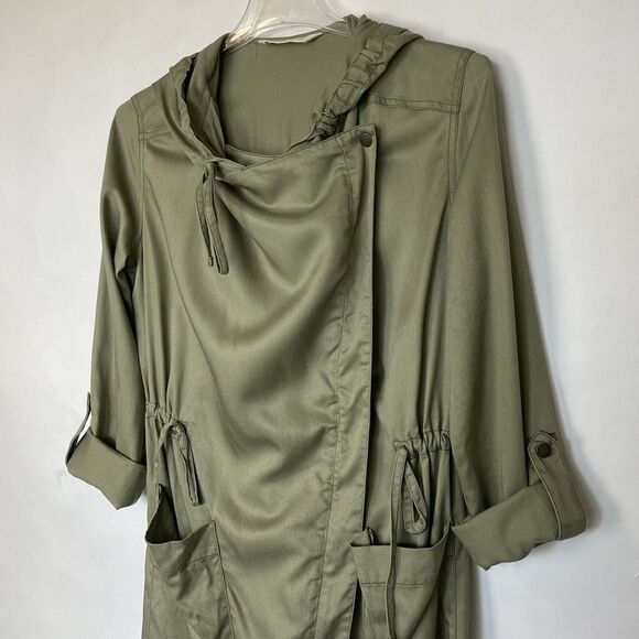 Hollister Size Small Womans Green Utility Parka Jacket Zip Drawsteing Hoodie - Picture 8 of 11